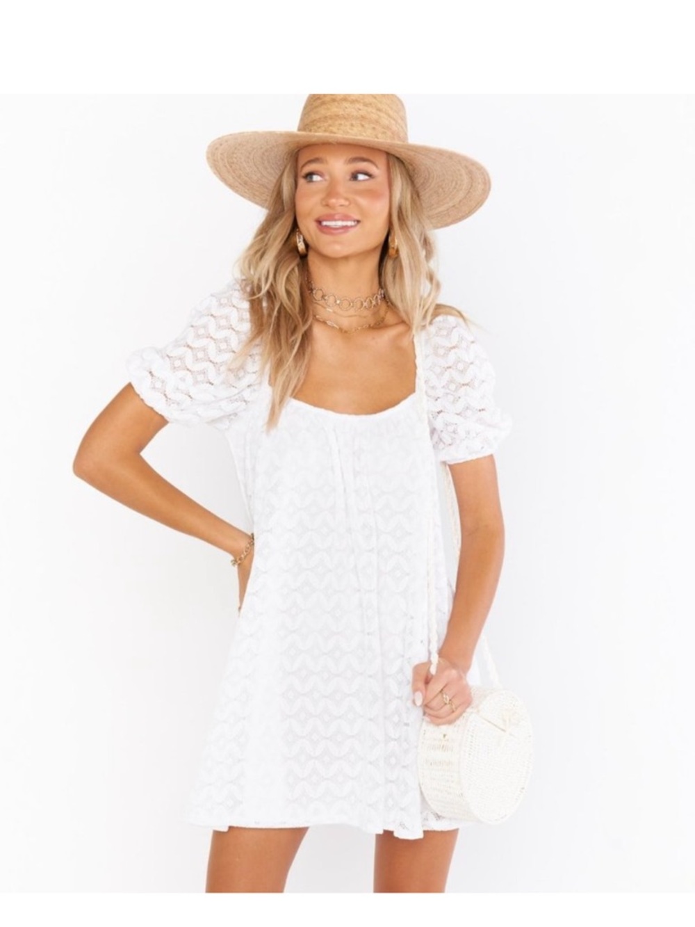 Show Me Your Mumu Flora Spacey Lacey White Mini Dress